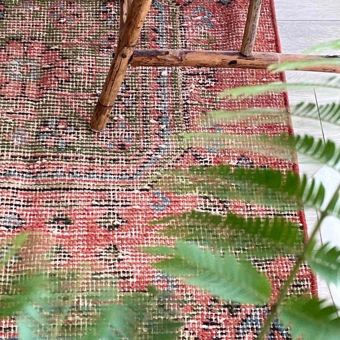 シャビーオレンジ78×190/ 3Box ブルーグリーン　トルコヴィンテージラグ