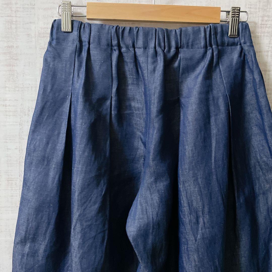 【新品】 ミズイロインド リネン ガウチョ バルーン ワイド パンツ プリーツ