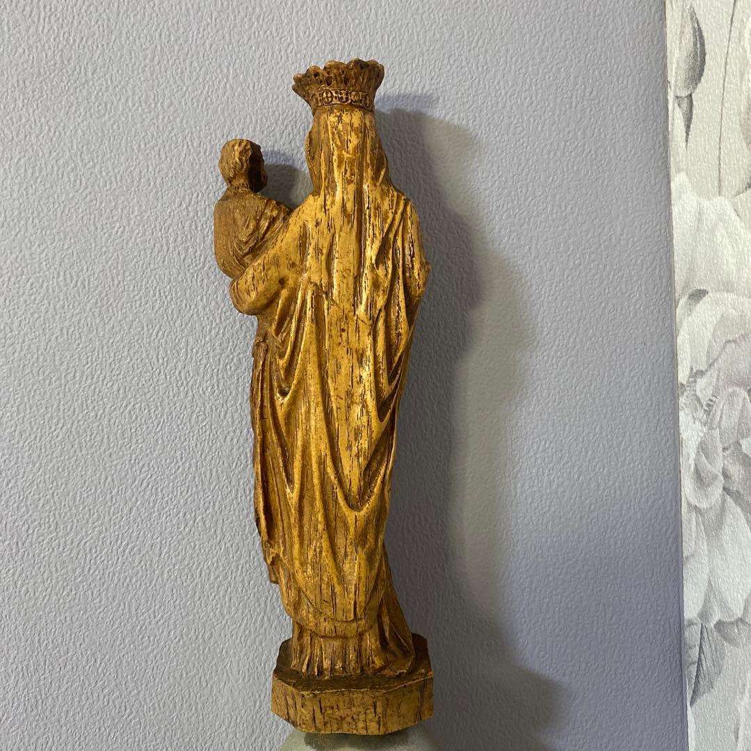 1900sアンティーク 木彫りの聖母子像 21cm