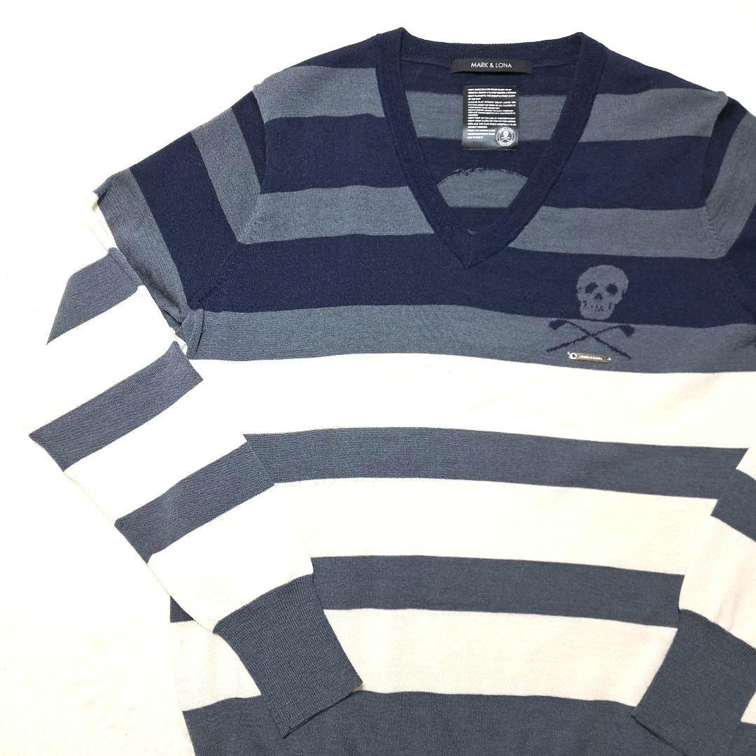 MARK & LONA GOLF メンズ Vネックニット カラフルボーダー M