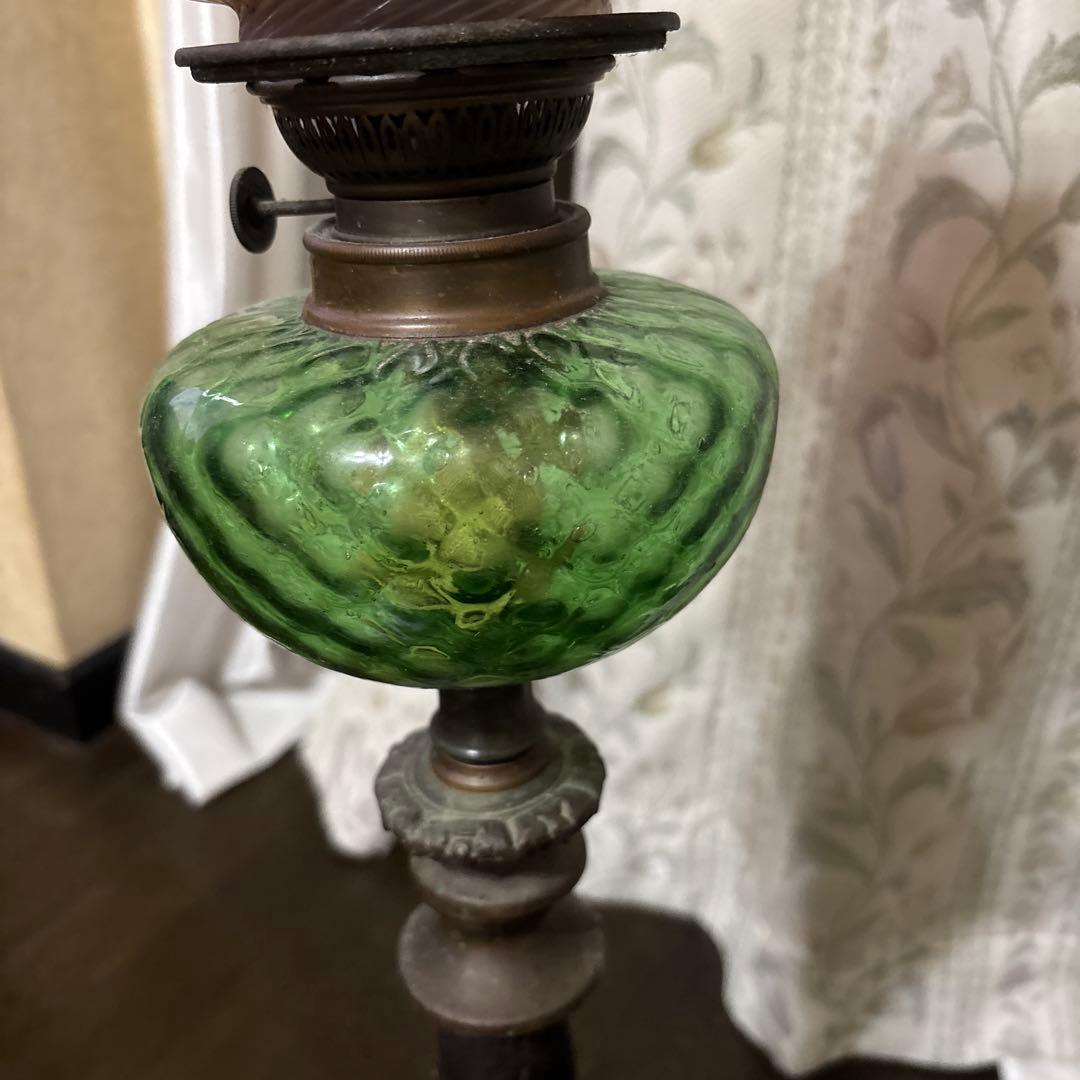 アンティークランプ ピンクガラスシェード