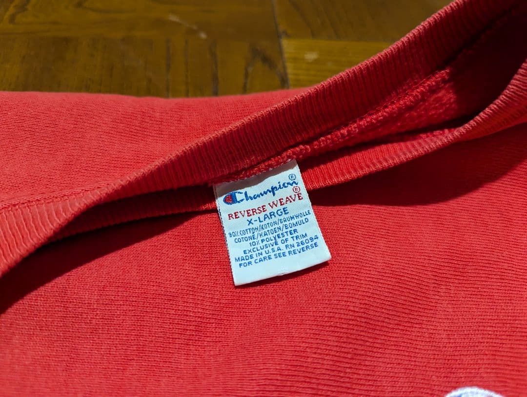 90’s チャンピオン リバースウィーブ 赤 USA製 刺繍タグ