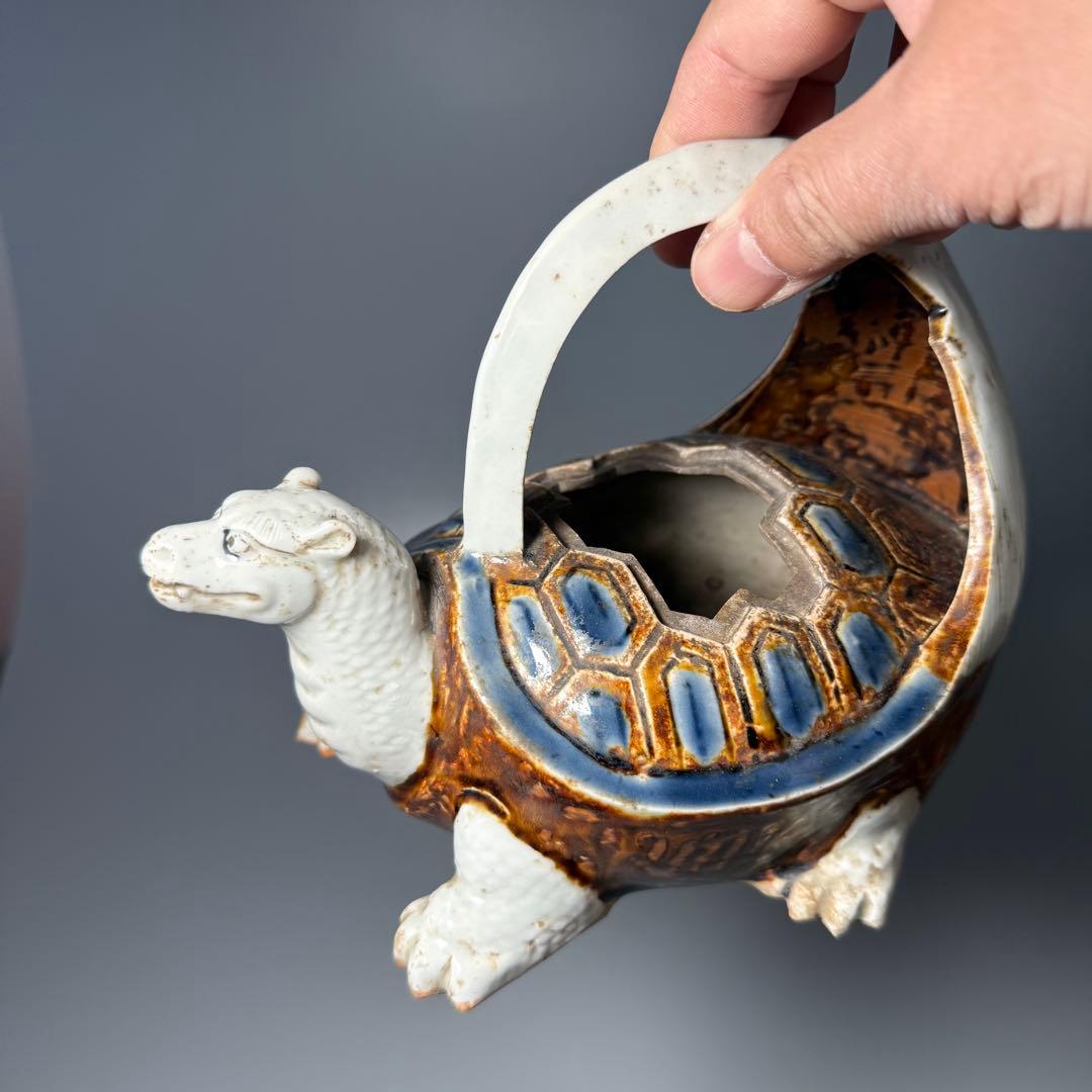 古伊万里　平戸焼　玄武形水注　江戸後期　箱付　オブジェ　愛らしい表情