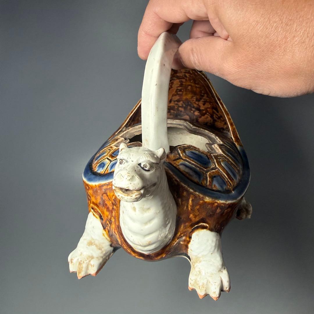 古伊万里　平戸焼　玄武形水注　江戸後期　箱付　オブジェ　愛らしい表情