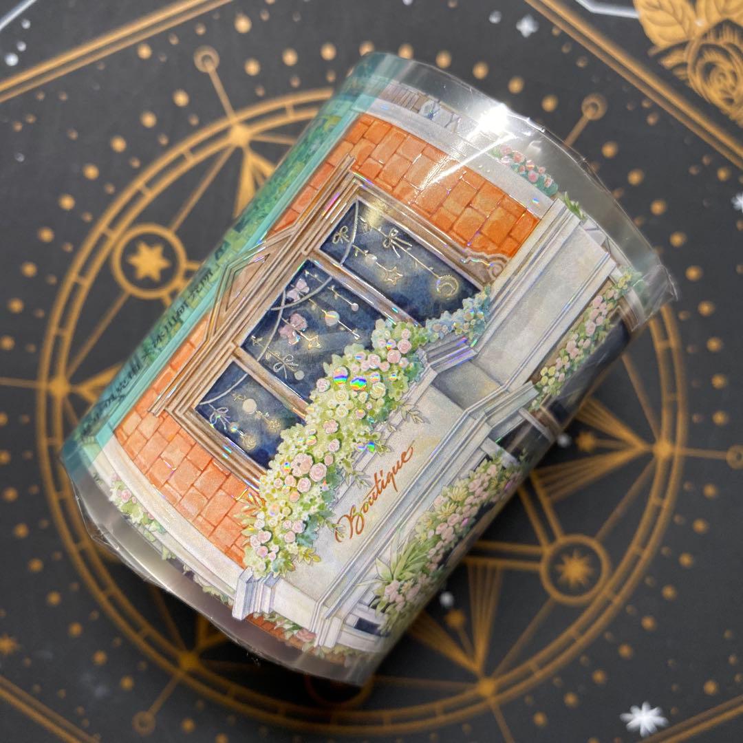 【9466】海外　マステ　3/5/巻　貝殻光マスキングテープ　街景色　装飾背景系