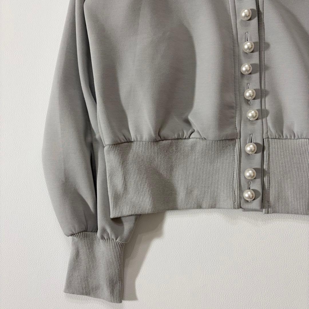 新品未使用 ビアズリー 2025 洗える パール釦ダンボールカーディガン グレー