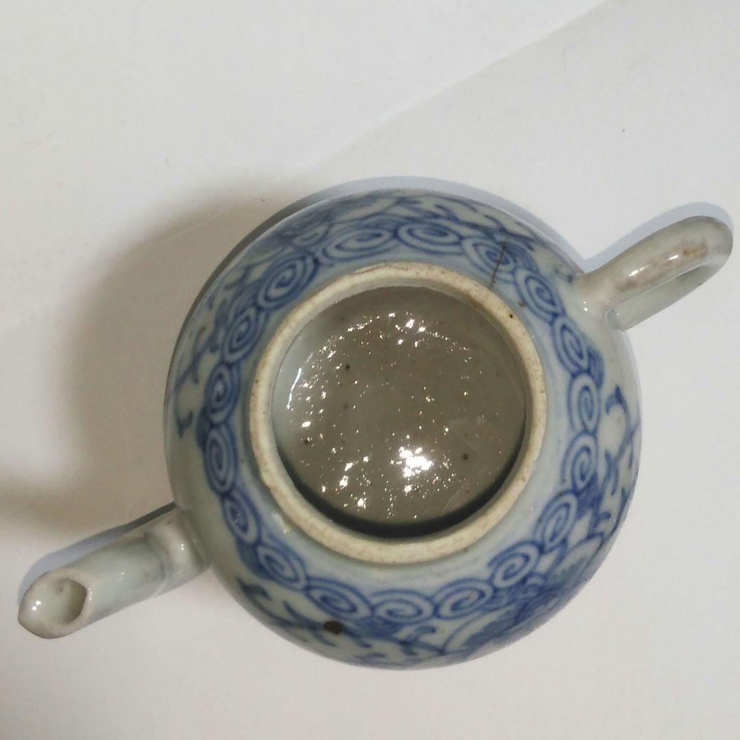 中国美術 清時代 青花染付 後手急須 古美術 茶道具 煎茶道具 陶磁器 骨董