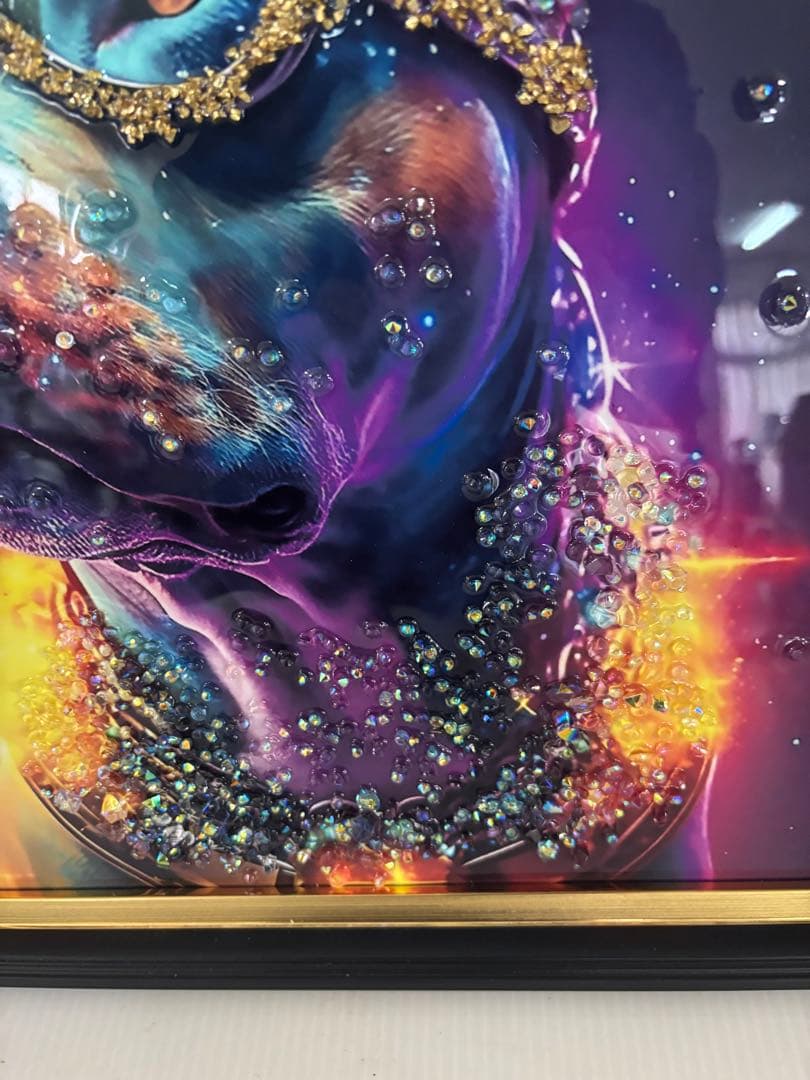 【オシャレインテリア‼️】クリスタルアート ネオンドッグ 41x41cm