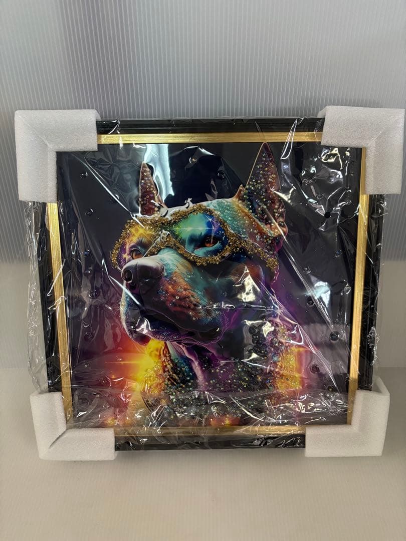 【オシャレインテリア‼️】クリスタルアート ネオンドッグ 41x41cm