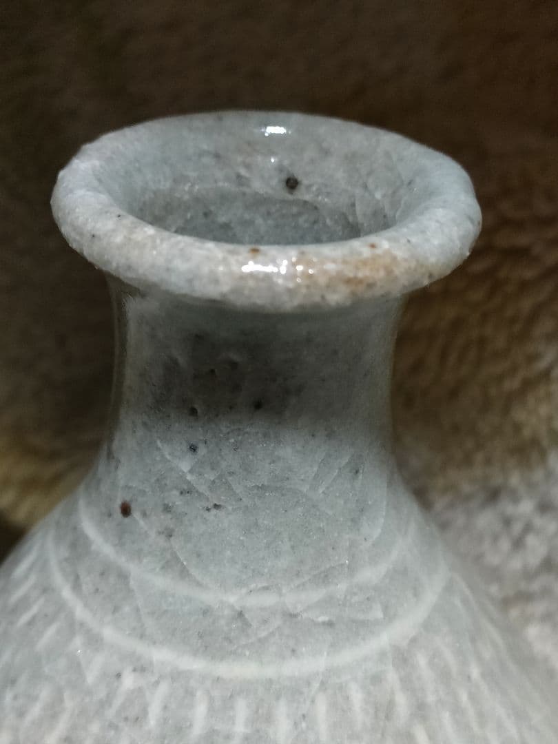 高麗青磁　李朝　象嵌　時代物　徳利　花入　骨董アンティーク