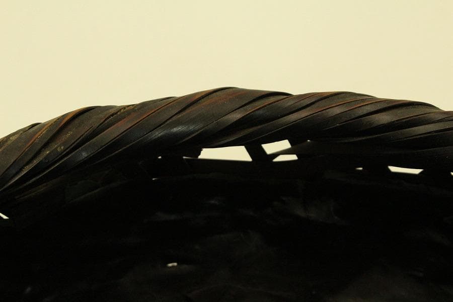 茶道具 竹網 籠 炭斗 時代物(ZE706)