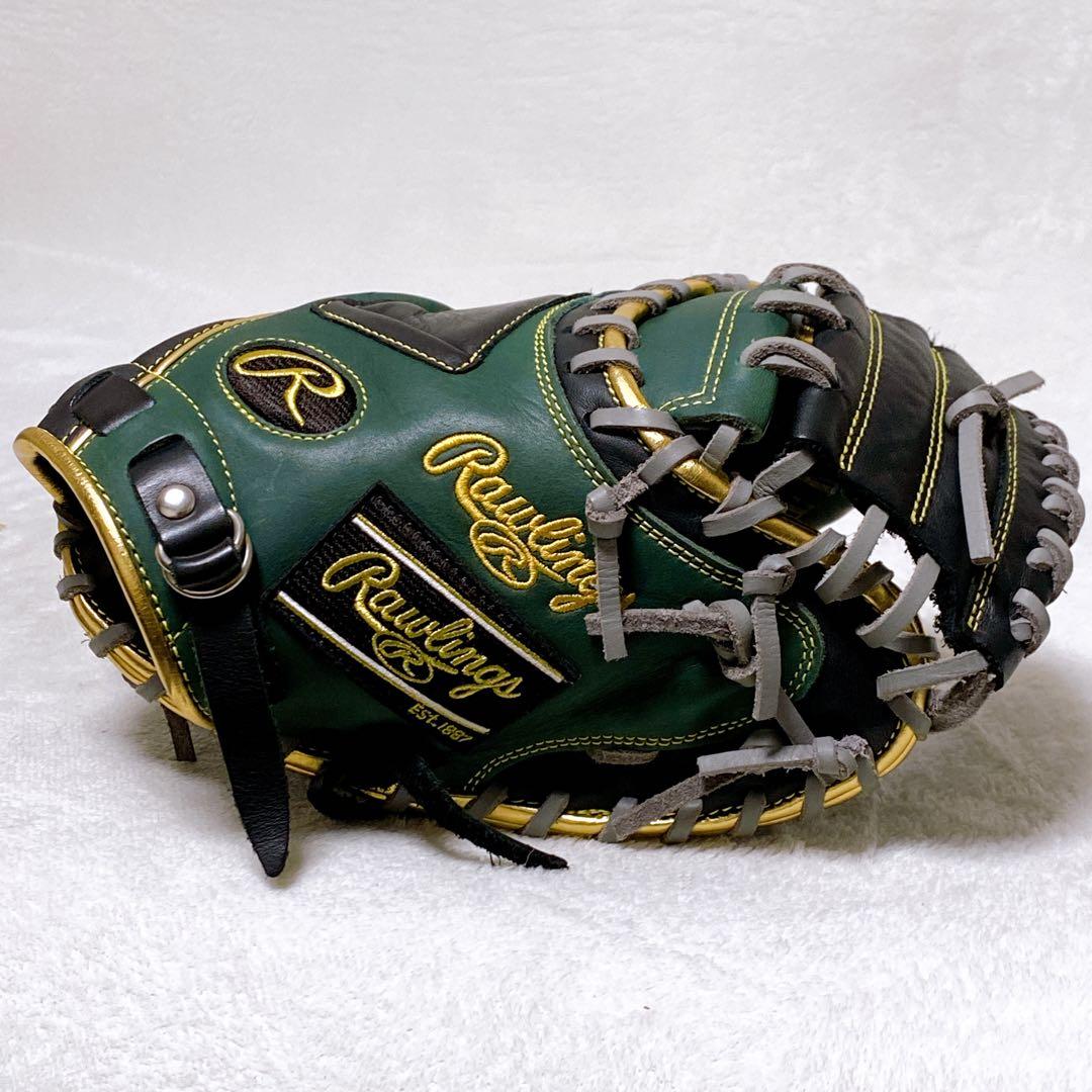 美品　ローリングス　軟式用キャッチャーミット　ハイパーテック　緑　黒　金　R2G