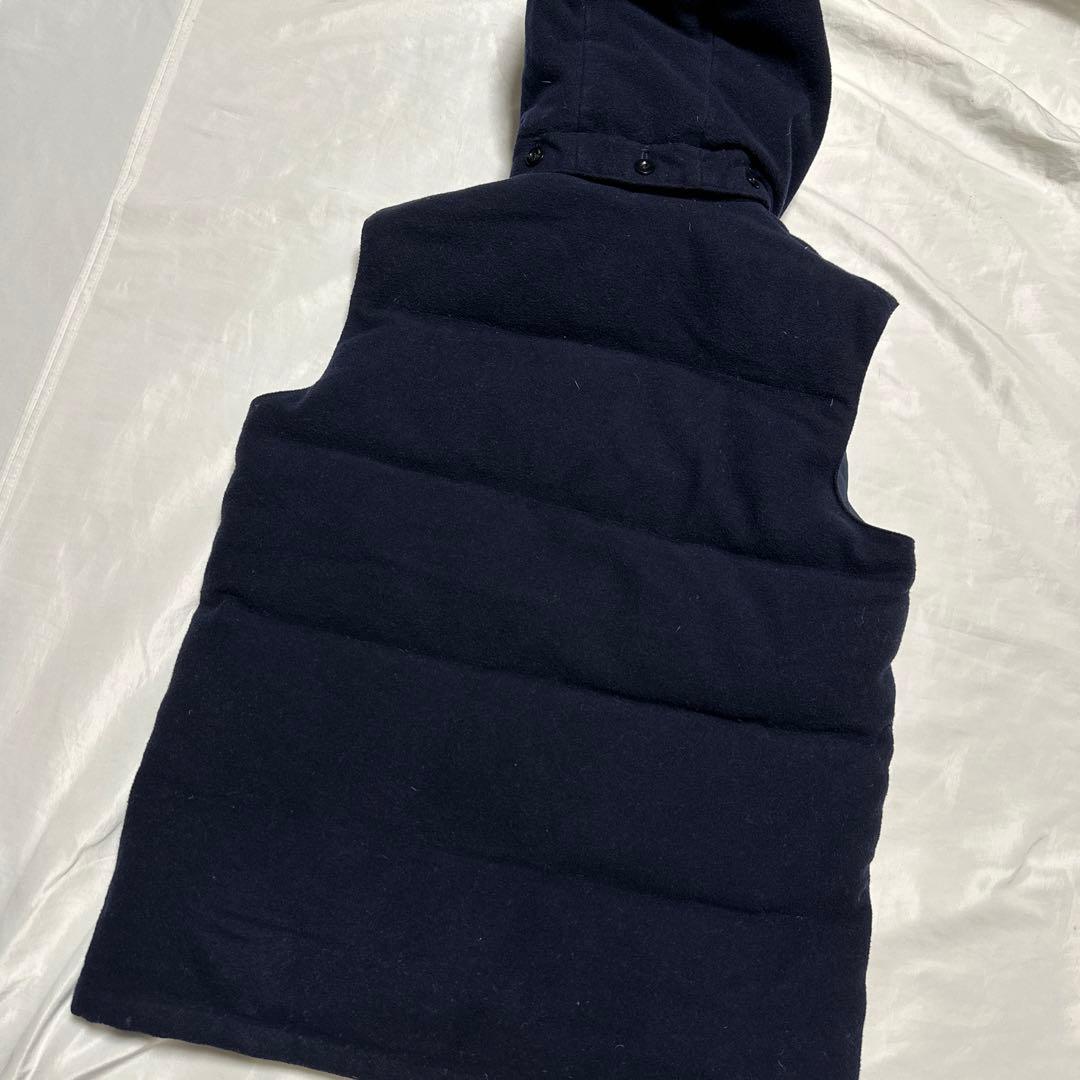 美品　LL ダントン×ビームス ダウンベスト ウールモッサ 胡桃ボタン ネイビー