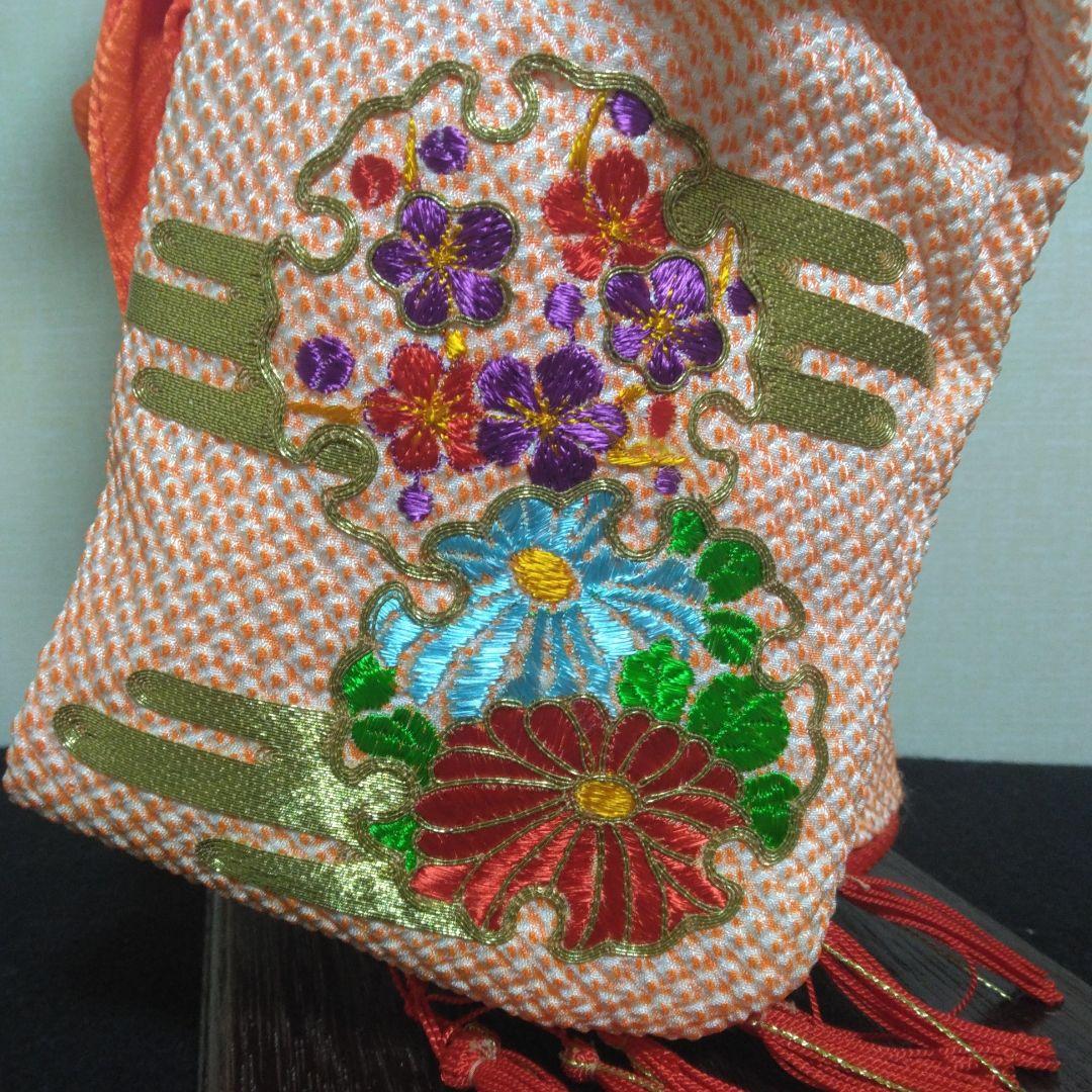 市松人形　 絞り染め　刺しゅう入り　寿宝作　 ガラスケース付き　４３cm