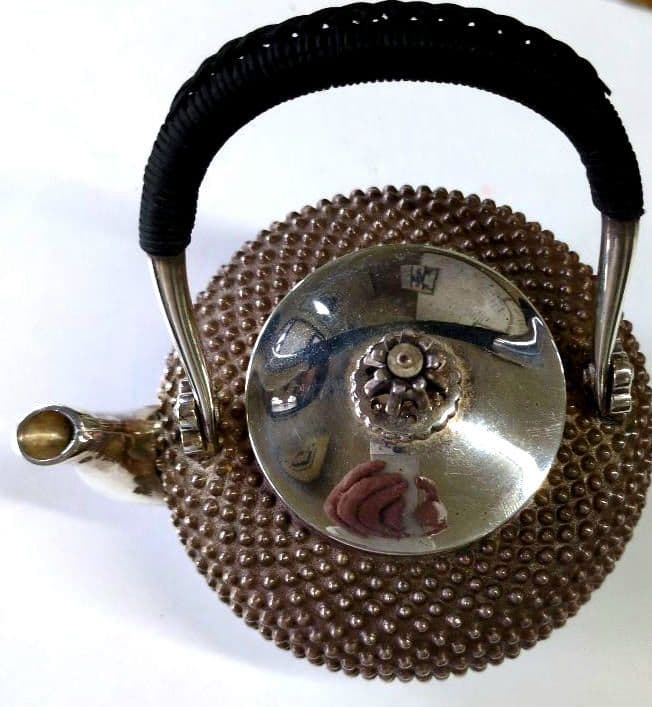 【純銀製】望月形霰銚子　竹影堂英真造