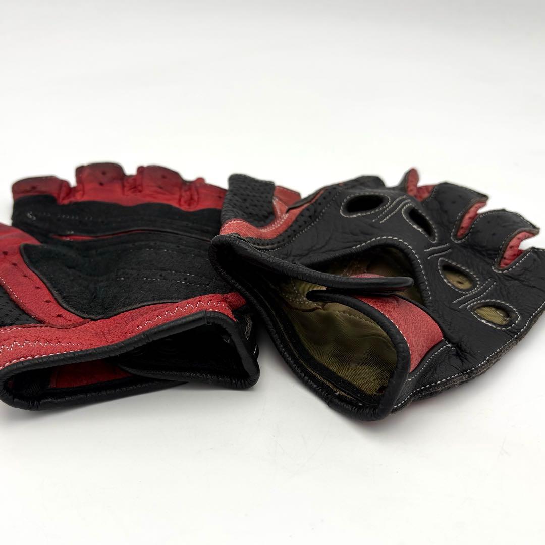 CACAZAN ドライビンググローブ DDR-071R(鹿革)ブラック×レッドL