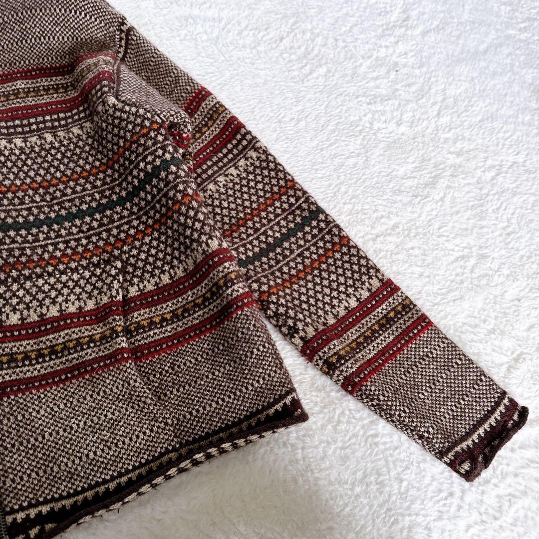 【ポロスポーツラルフローレン】ウールシルク 総柄ジップアップニットジャケット L