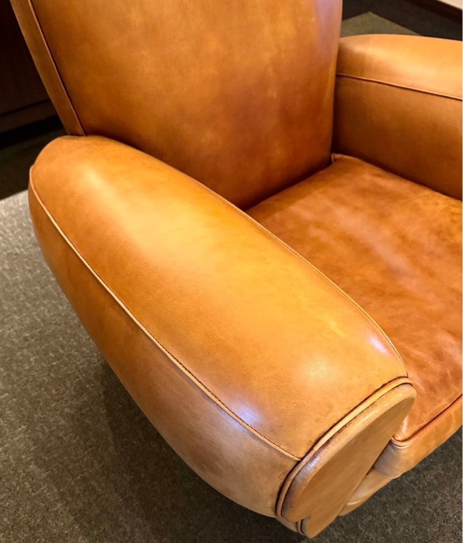 フレンチクラブチェア 本革 ヴィンテージ レザーソファ 高級 アンティーク