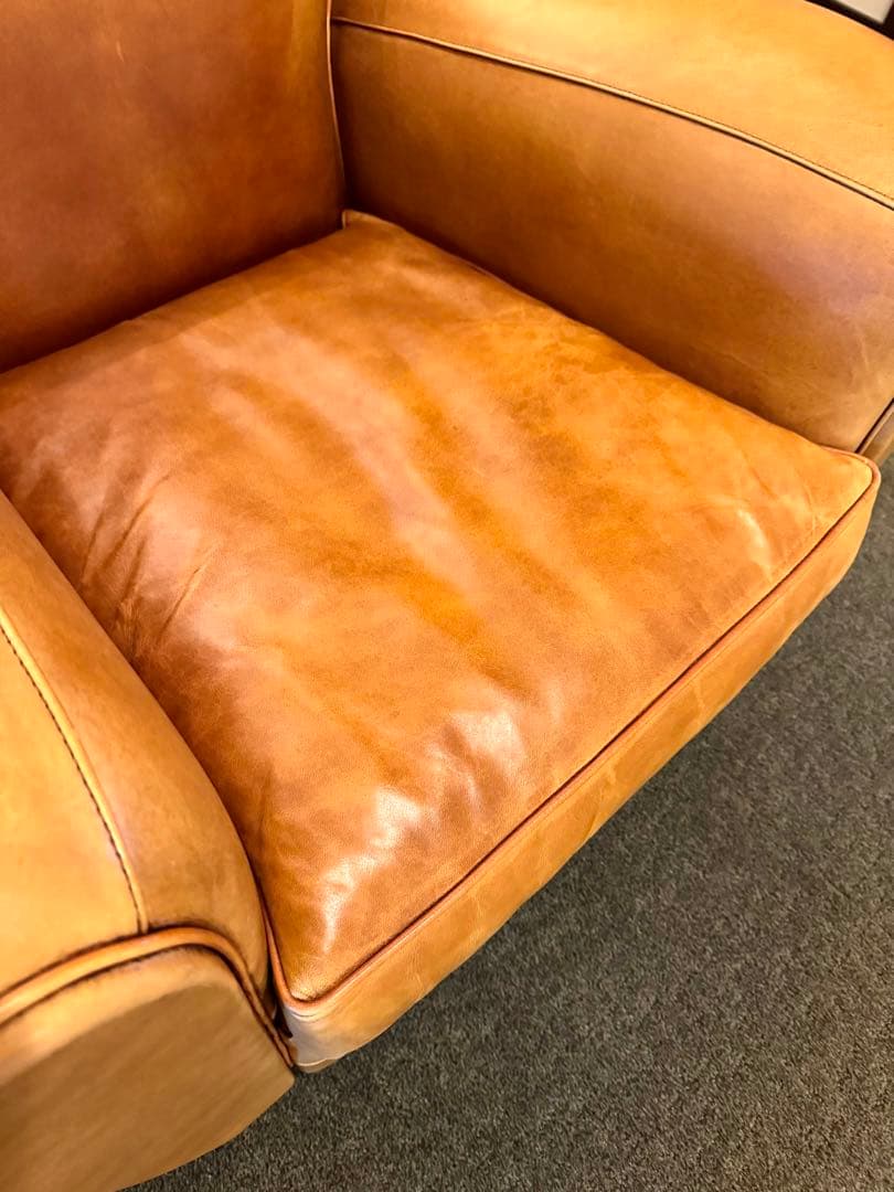 フレンチクラブチェア 本革 ヴィンテージ レザーソファ 高級 アンティーク