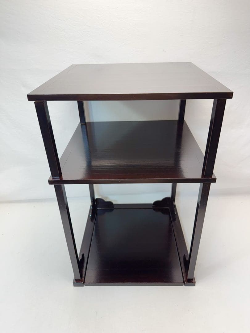 茶道具 溜塗 二重棚 茶棚 組み立式 元箱