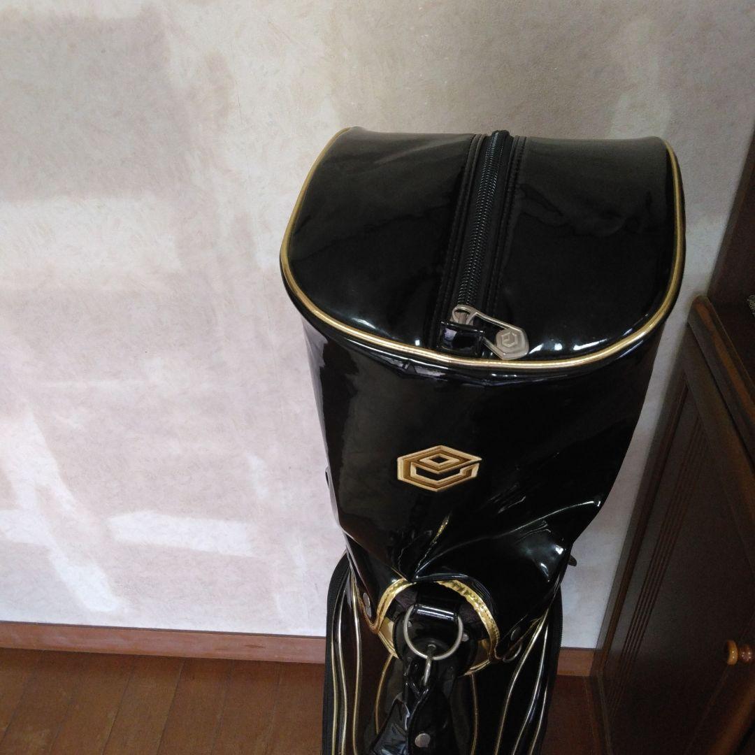 EPON　エナメル　三点式 キャディバッグ　 ブラック×ゴールド　 遠藤製作所