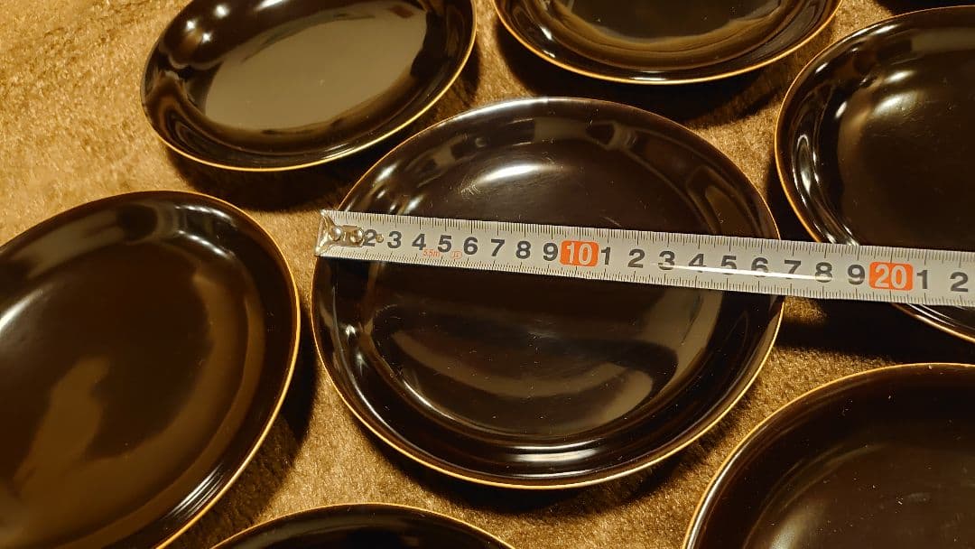 輪島塗　漆器　栗色　中皿　菓子皿　蔵出し　１０客