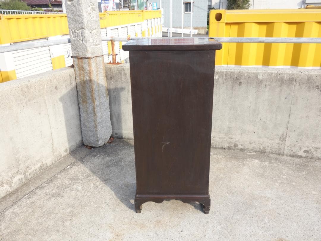 M▽李朝風家具 作者銘入り 整理箪笥 作家家具 鉄金具 引き手 (08371)