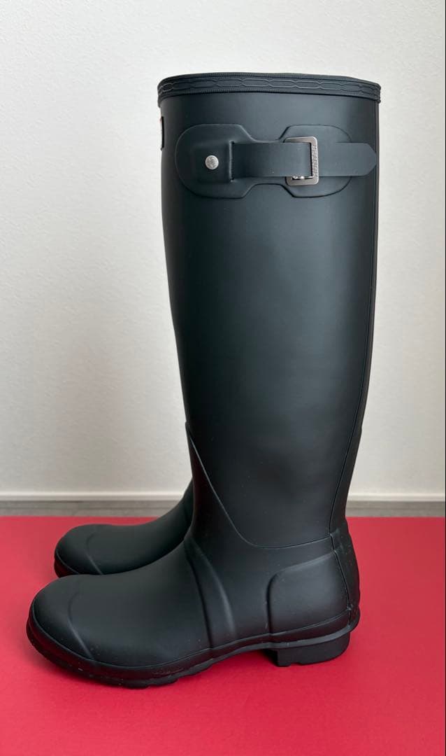 【25㎝】HUNTER ロング レインブーツ 雨靴 ブラック 黒
