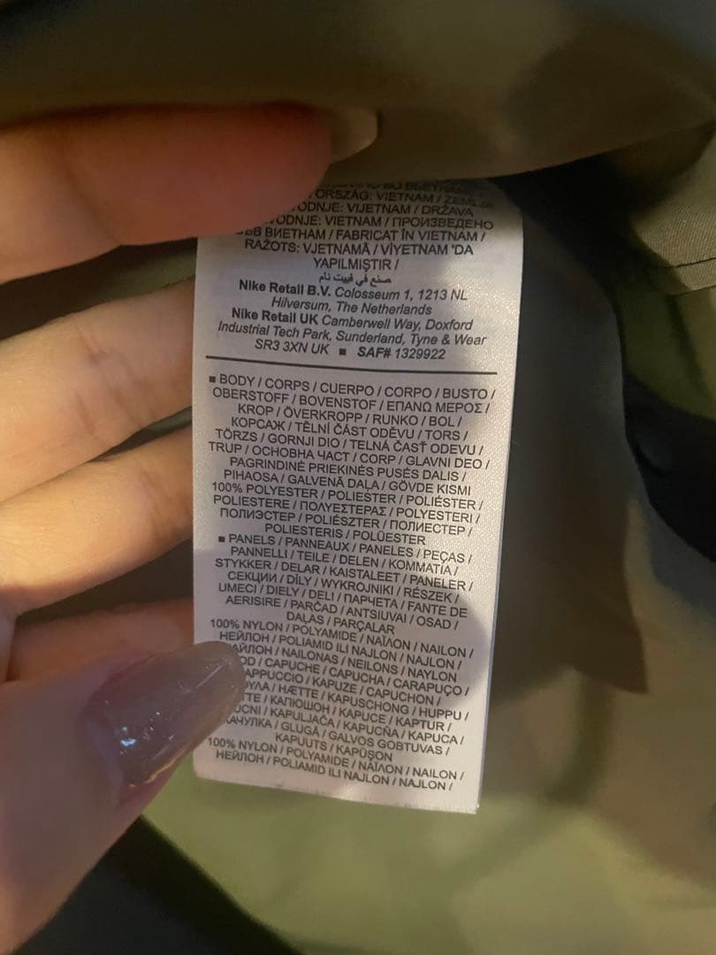 NIKE sacai モッズコート L オリーブグリーン