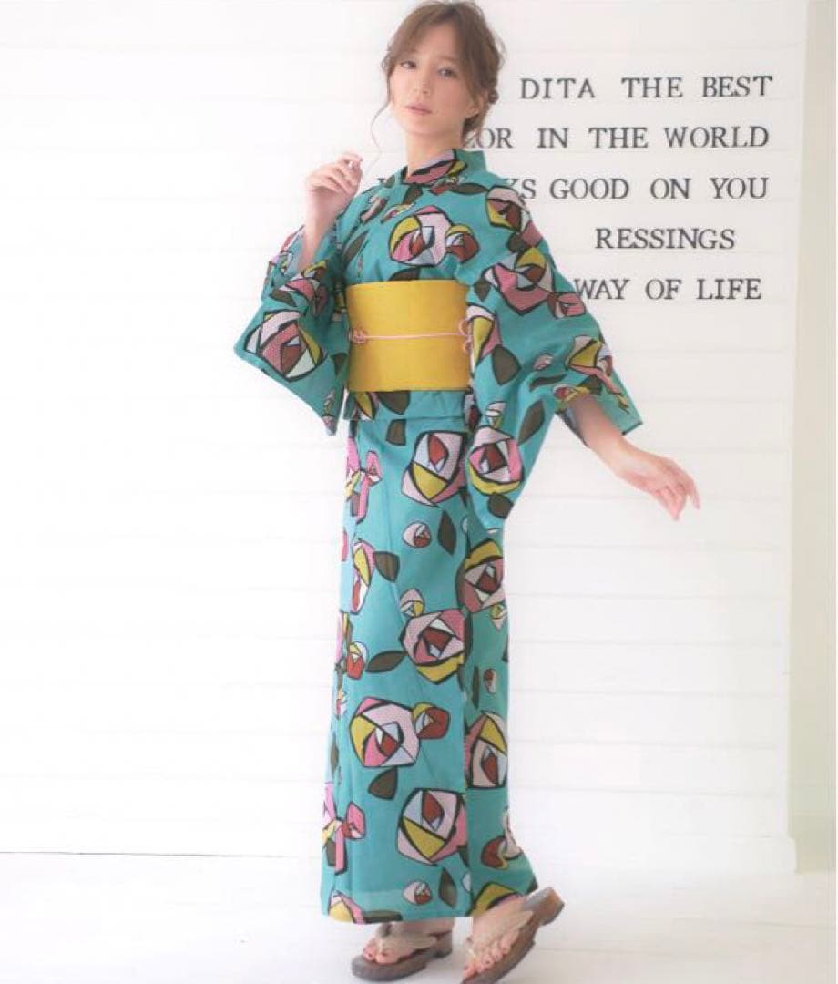 【1人で簡単着付けOK 】Dita 浴衣 5点セット 大人浴衣　レトロ浴衣