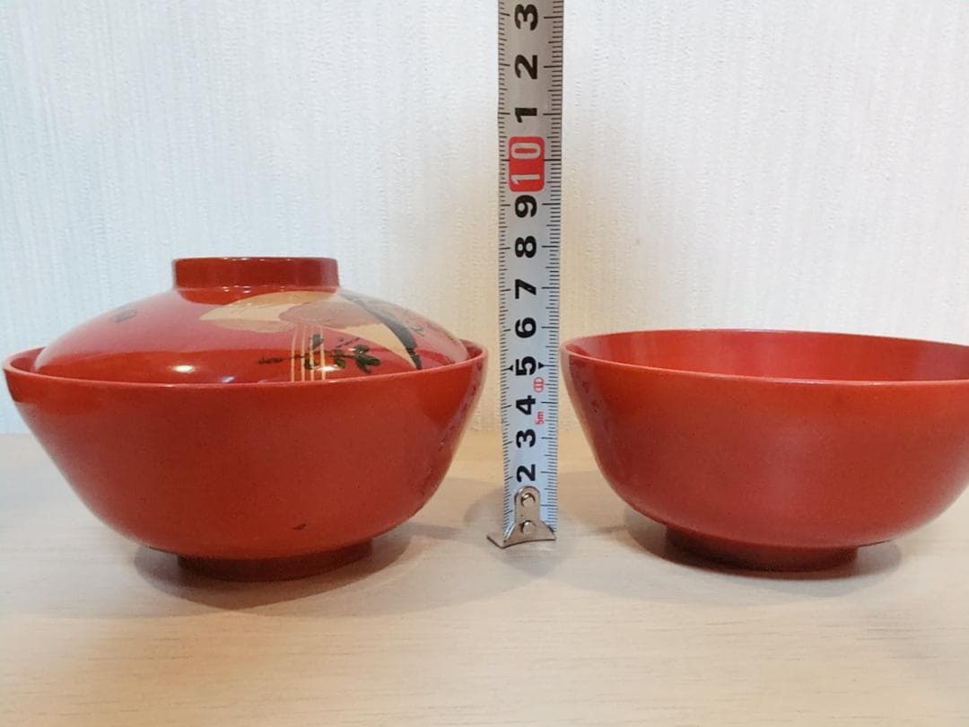 8-3 3客セット お椀 朱色 漆器