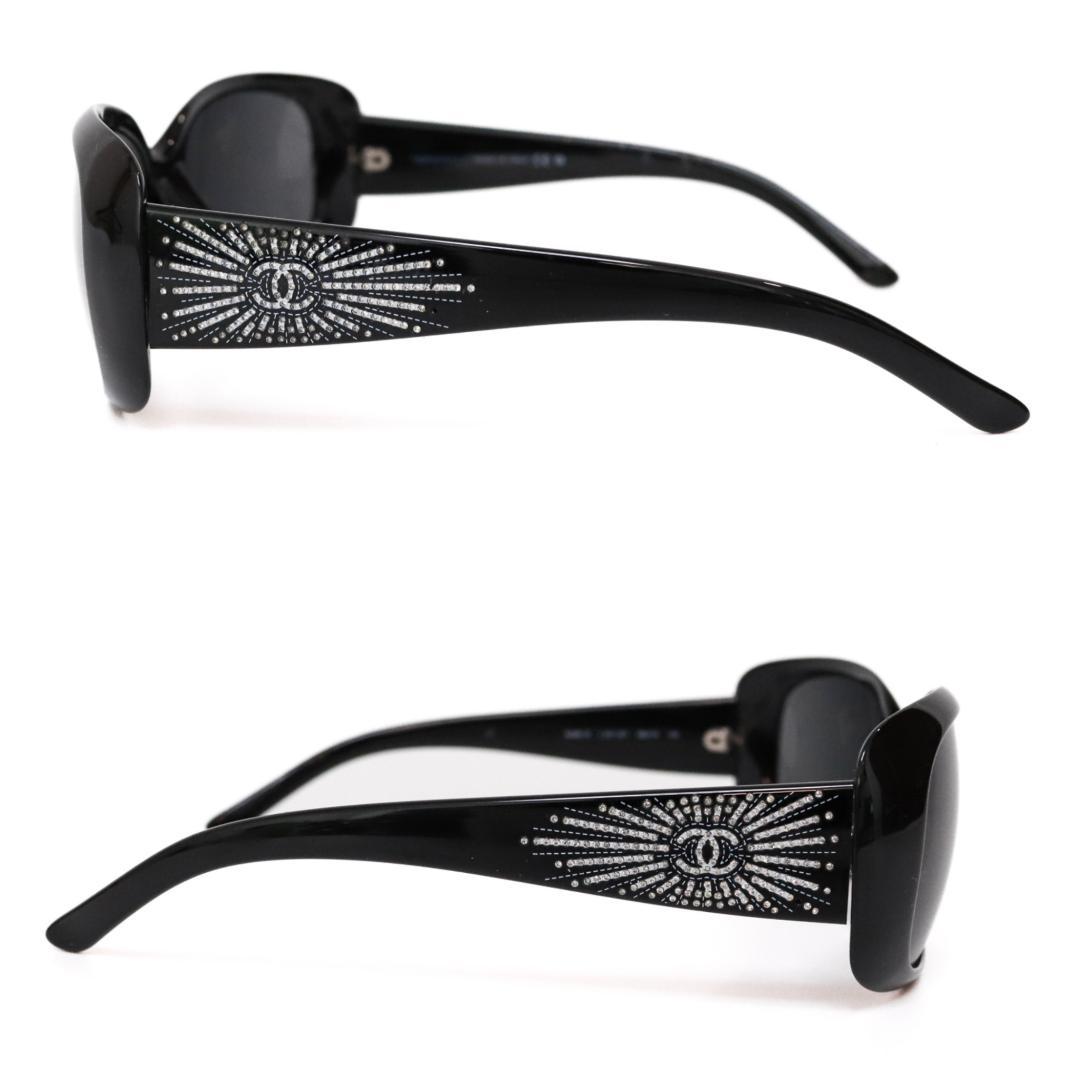 美品 CHANEL ラインストーンサングラス 黒 6026-B d09