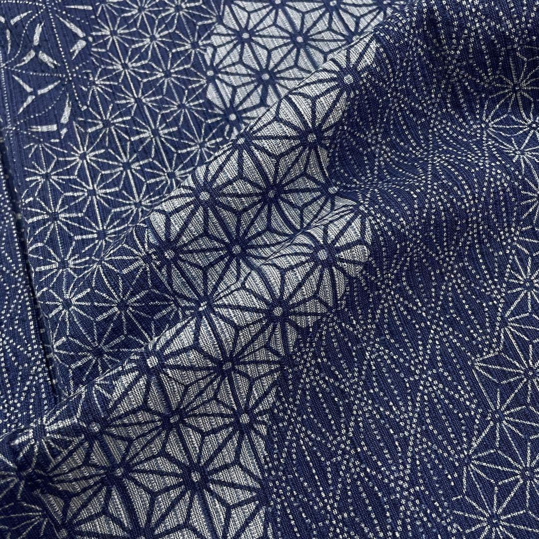 麻の葉の柄　阿波しじら　木綿着物　浴衣