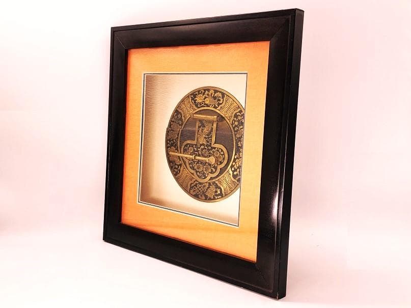 【 古玩彫金 清朝工芸 】 金銅引手金具　 資料館旧展示品