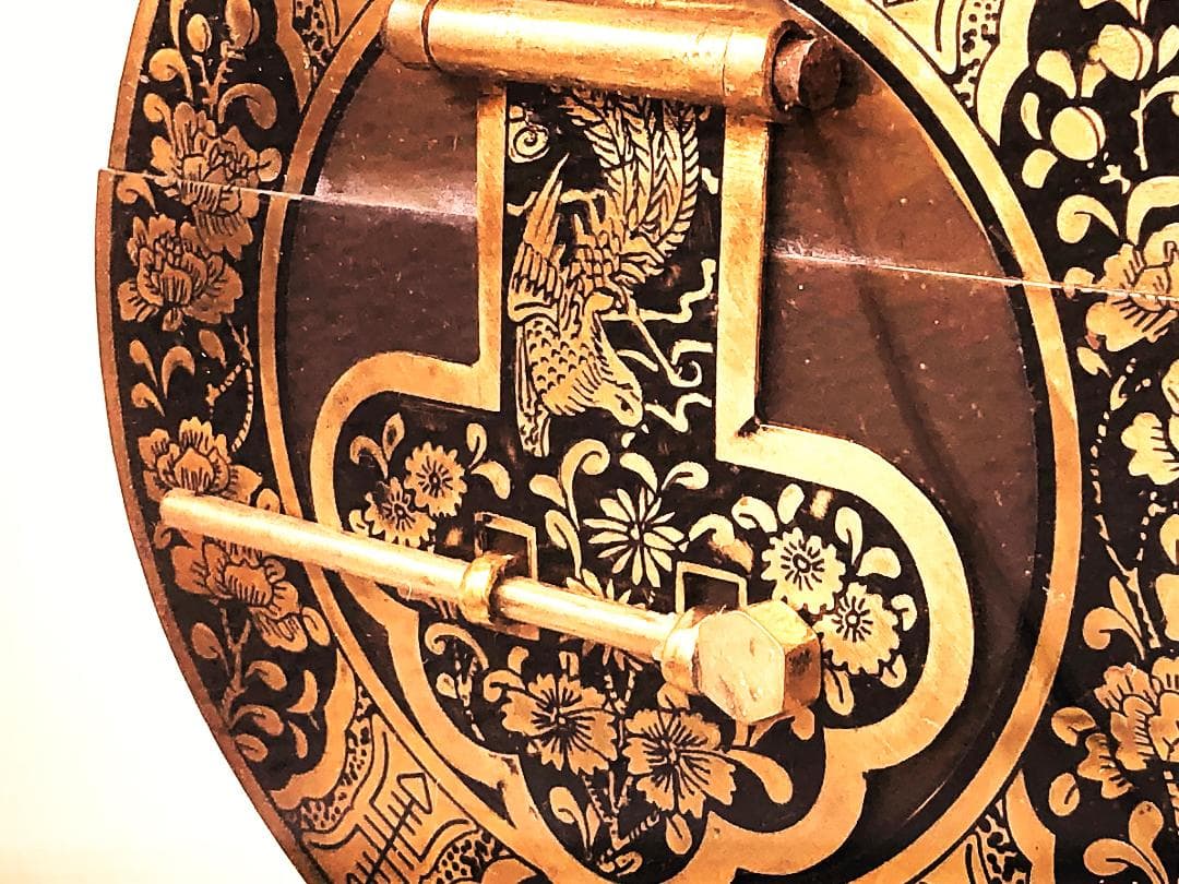 【 古玩彫金 清朝工芸 】 金銅引手金具　 資料館旧展示品