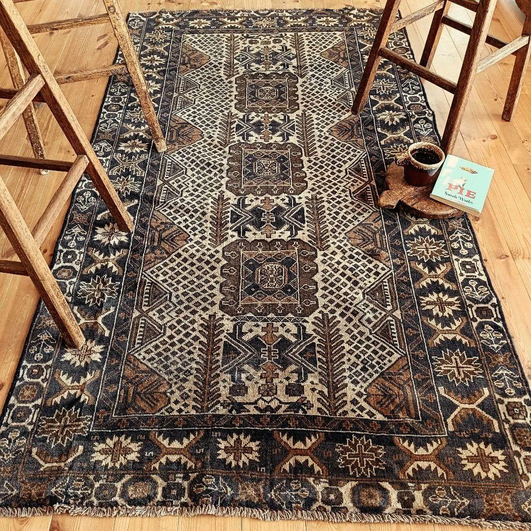 【値下げご依頼】60s ロング！L195cm トライバルラグ ヴィンテージラグ