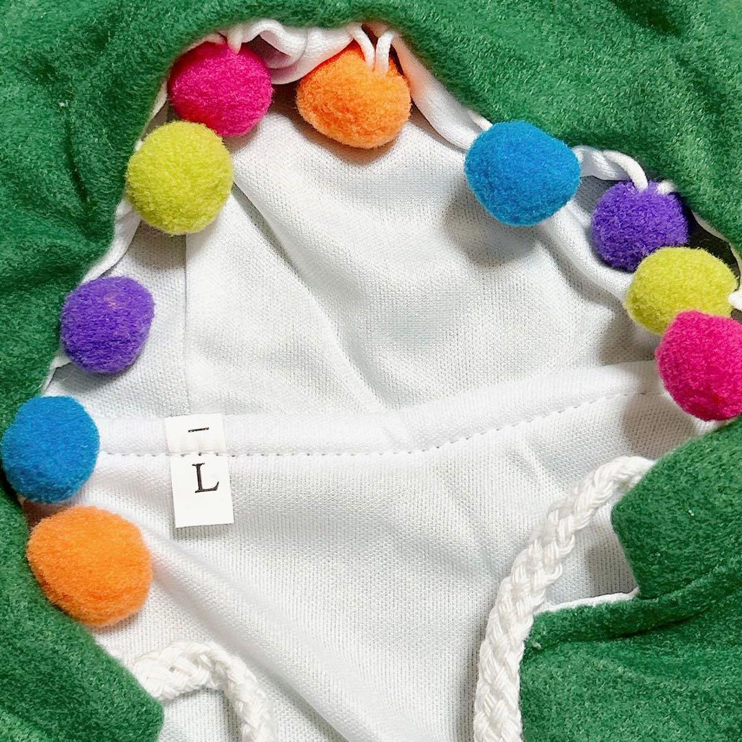 犬の衣装のクリスマスのペットの服 グリーン ポンチョ風 紐付き