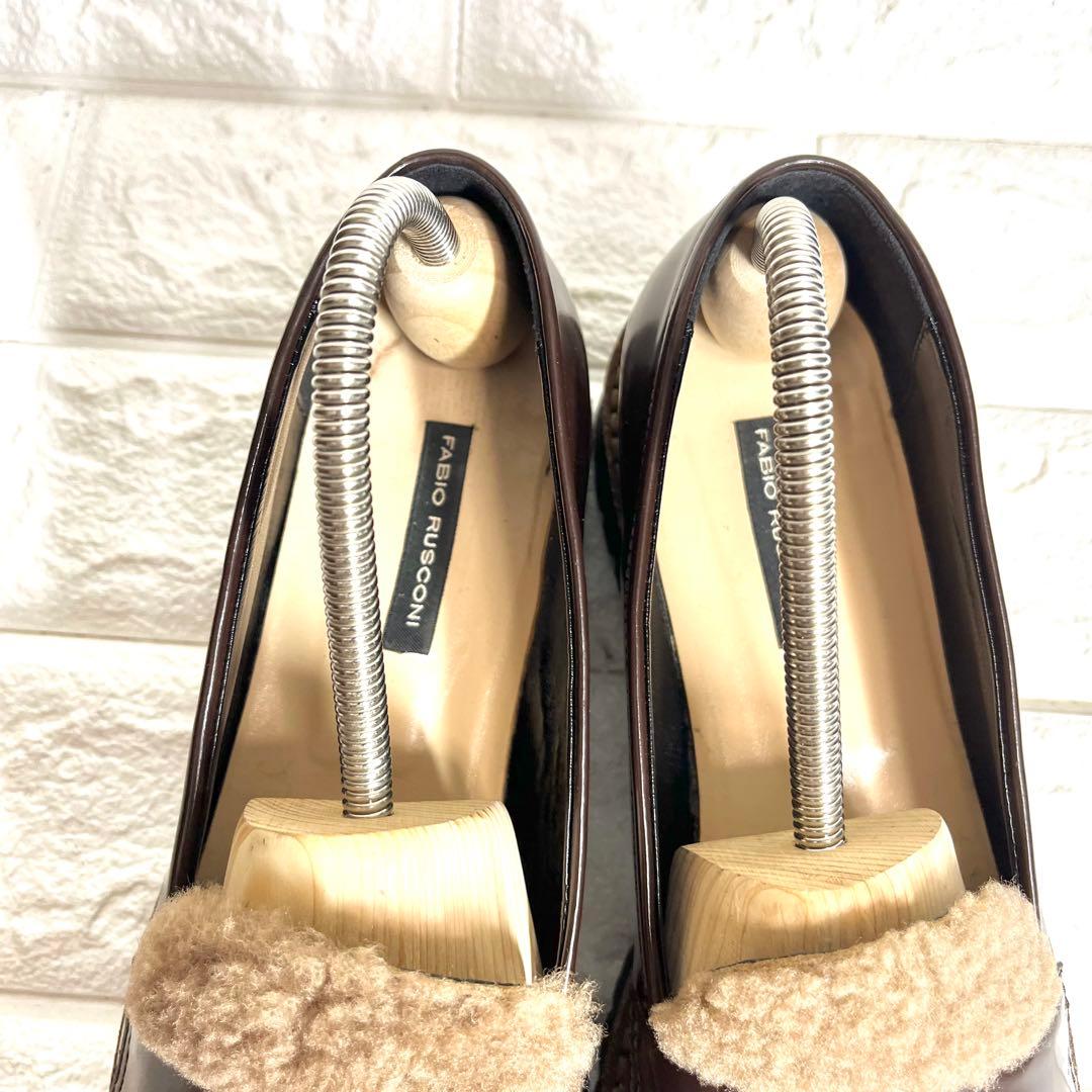 【ほぼ未使用】FABIO RUSCONI ファー付き　ローファー