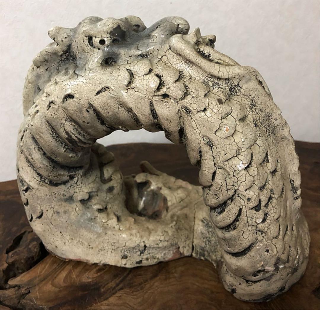 時代 白龍神 陶器 在銘 合わせ箱付き