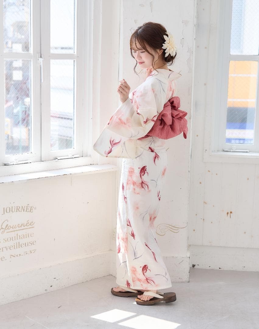 新品 浴衣 セット 浴衣セット ゆかた レディース 大人 ピンク 金魚 赤 K8