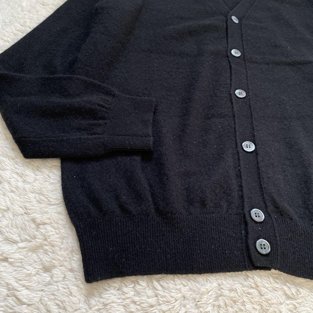 高級カシミヤ100%高島屋 TAKASHIMAYA★Vネックカーディガン黒 L