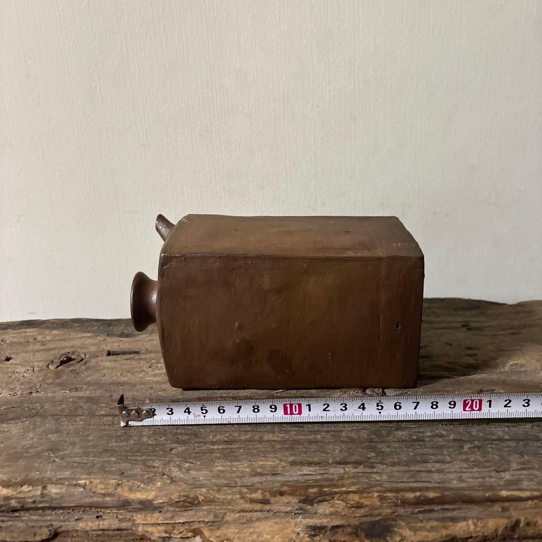 四方型徳利 江戸末期　古備前　酒器 花器　古道具 アンティーク 古民芸　検:李朝