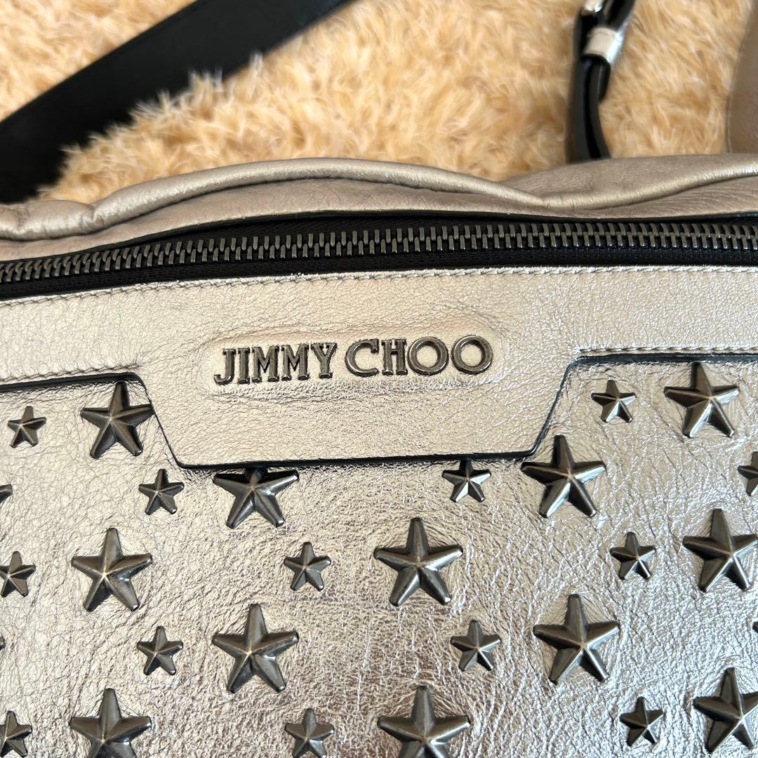 極美品✨ ジミーチュウ デリー スタースタッズ レザー ボディバッグ シルバー