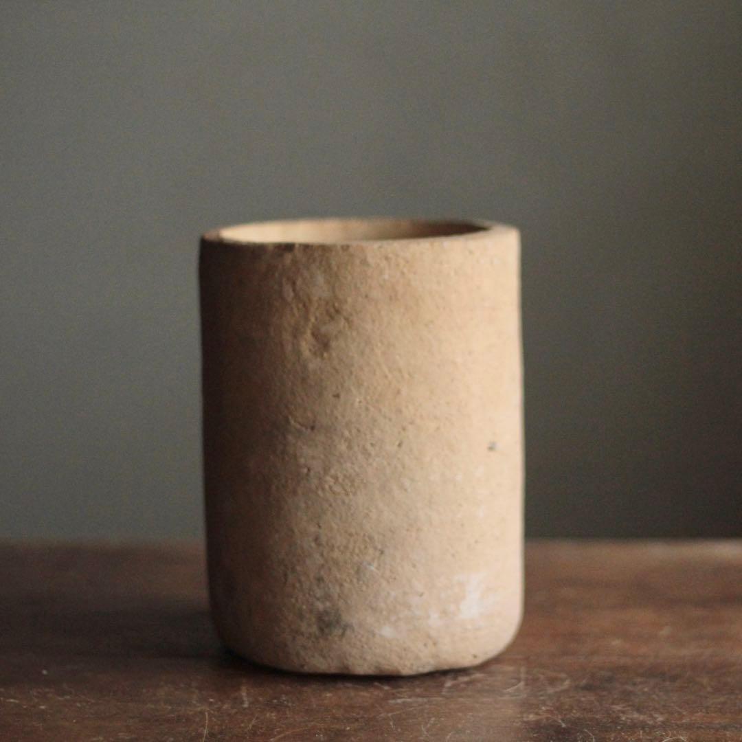 素焼き 筒 花器 花入 古道具 アンティーク 筒容器 オブジェ
