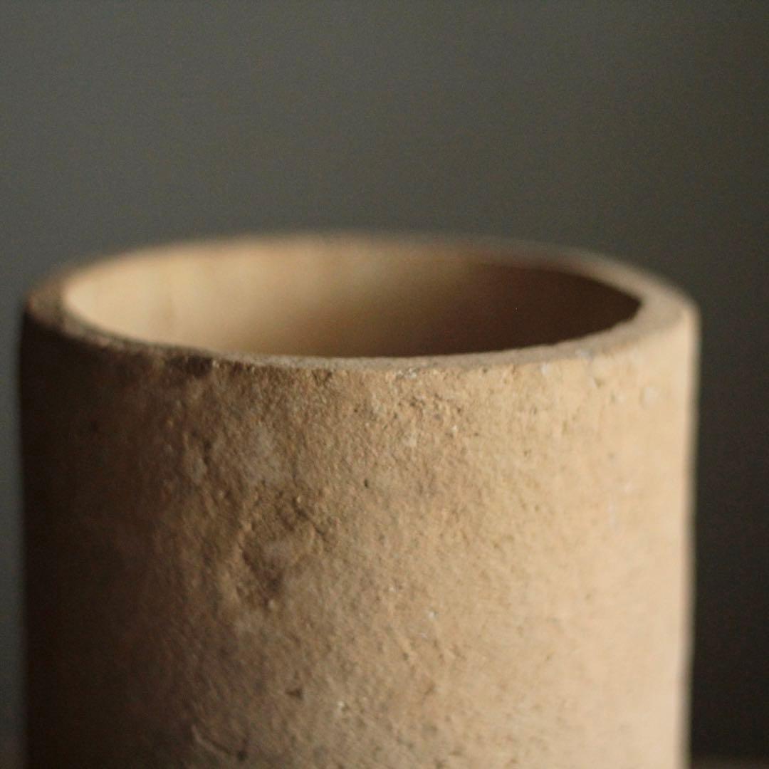 素焼き 筒 花器 花入 古道具 アンティーク 筒容器 オブジェ