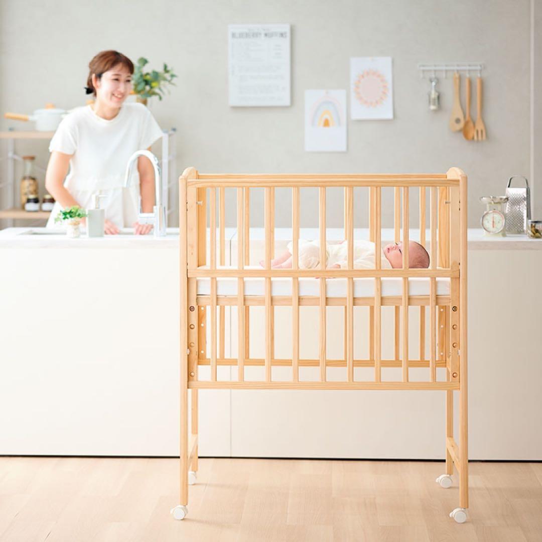 yamatoya ミニサイズトールプラスWオープンミニベビーベッド ナチュラル