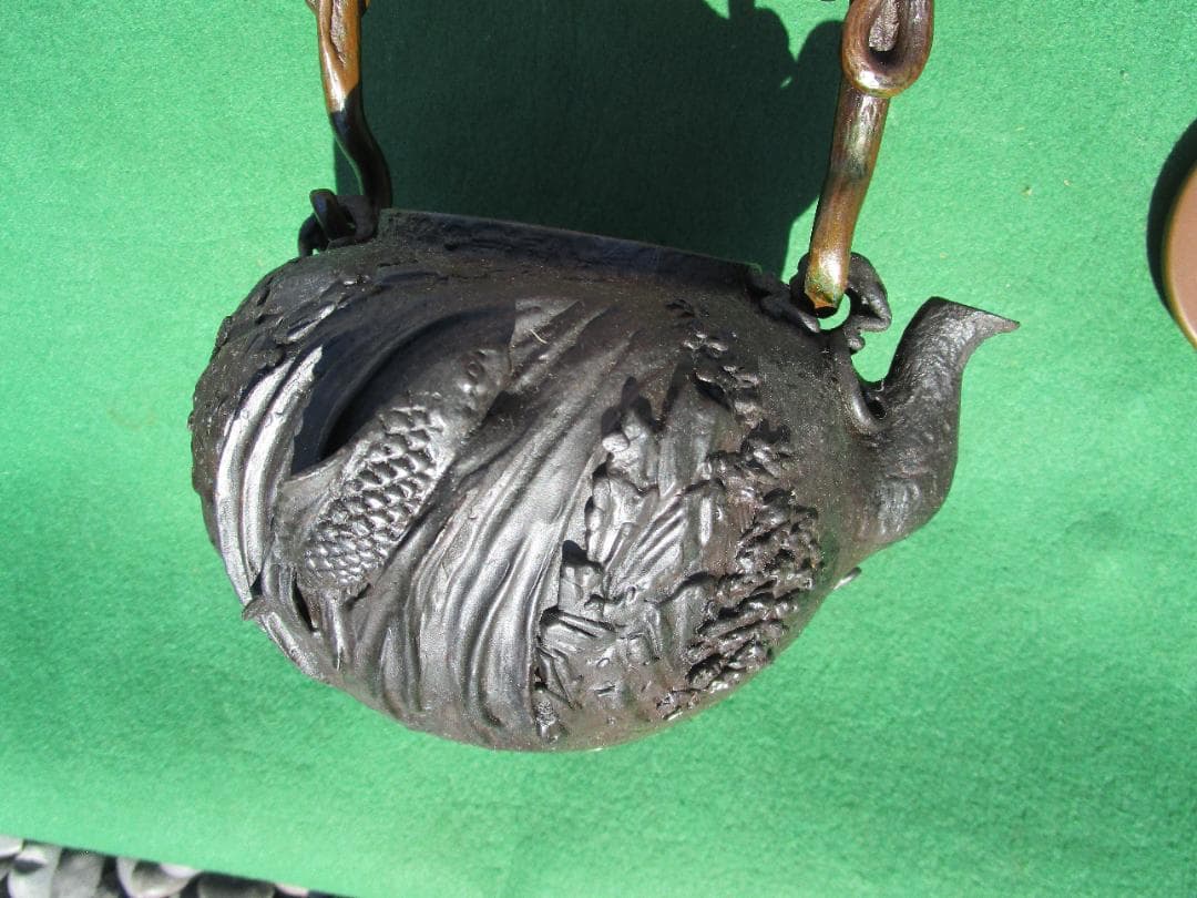 鉄瓶　銅蓋　細工物　水漏れ等なし　飾り物　1個