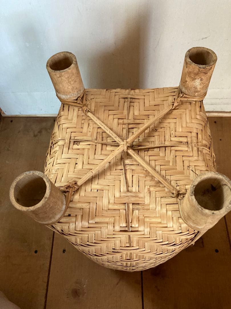 激レア！竹製 収納バスケット　 タイ北部　民族工芸品　美品！希少