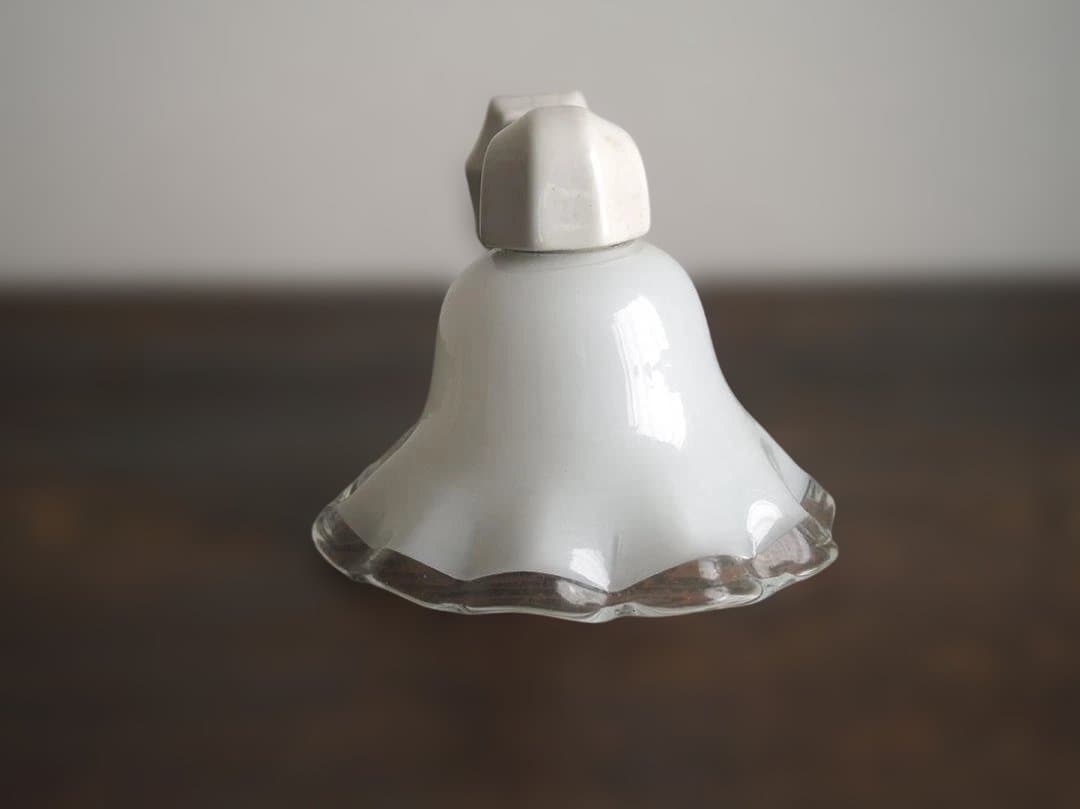 陶器アーム付ミルクガラスランプ パウダールーム アールデコデザイン/K311