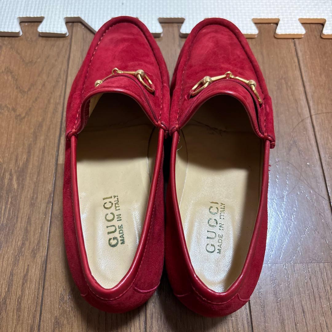 グッチ　GUCCI ローファー　赤　スウェード　38.5C 24.5センチ